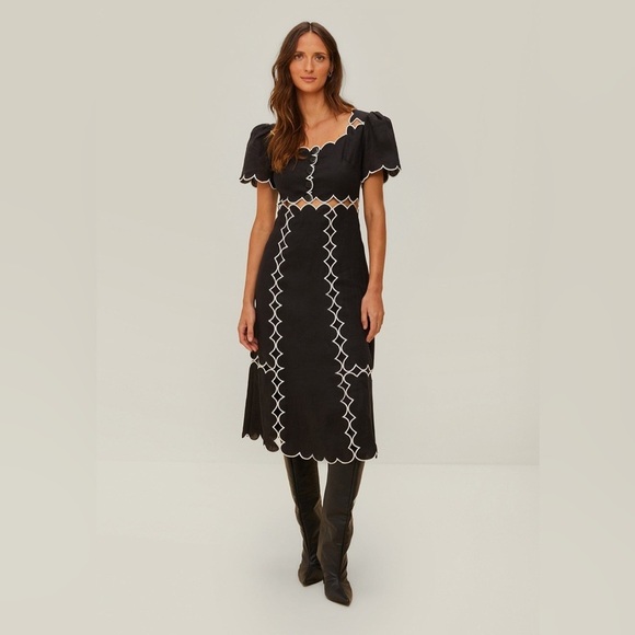 FARM RIO Black Short Sleeve Lenzing Maxi Dress XS - Picture 2 of 10